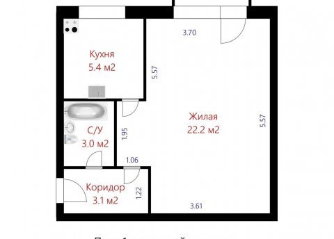1-комнатная квартира по адресу Калинина ул., д. 20 - фото 19