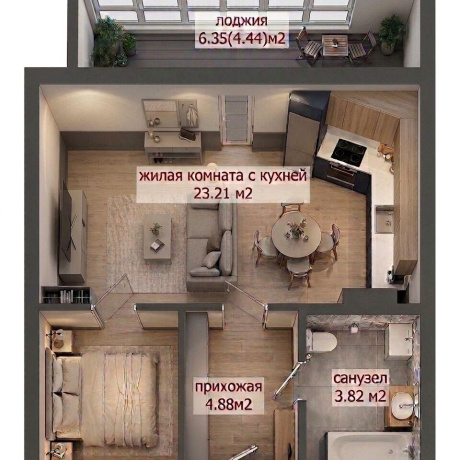 Фотография 1-комнатная квартира по адресу Михаила Миля ул., д. 7 - фото 1