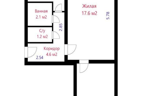 2-комнатная квартира по адресу Пушкина просп., д. 40 к. 1 - фото 1