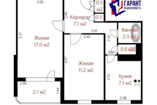 2-комнатная квартира по адресу Слободская ул., д. 25 - фото 1