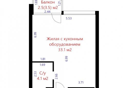 2-комнатная квартира по адресу Братская ул., д. 1 - фото 16