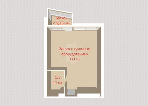 2-комнатная квартира по адресу Братская ул., д. 1 - фото 17