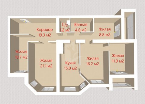 5+ -комнатная квартира по адресу Беды ул., д. 27 - фото 17