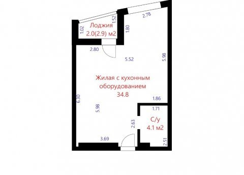 2-комнатная квартира по адресу Жореса Алфёрова ул., д. 12 - фото 15