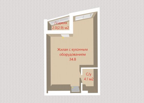 2-комнатная квартира по адресу Жореса Алфёрова ул., д. 12 - фото 16