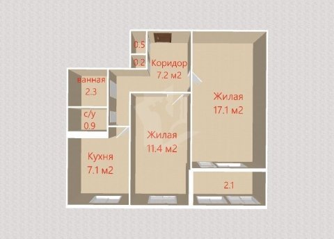 2-комнатная квартира по адресу Бакинская ул., д. 12 - фото 3