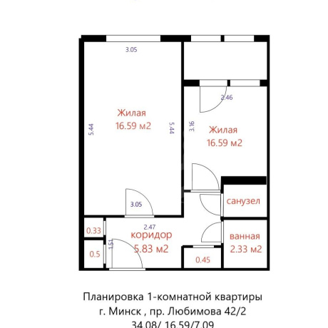 Фотография 1-комнатная квартира по адресу Любимова просп., д. 42 к. 2 - фото 9