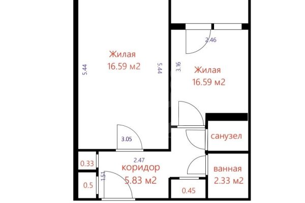 1-комнатная квартира по адресу Любимова просп., д. 42 к. 2 - фото 9