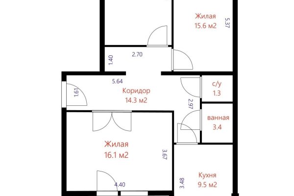 3-комнатная квартира по адресу Машерова ул., д. 32 - фото 14