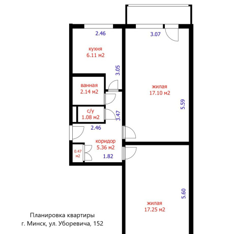 Фотография 2-комнатная квартира по адресу Уборевича ул., д. 152 к. 1 - фото 17