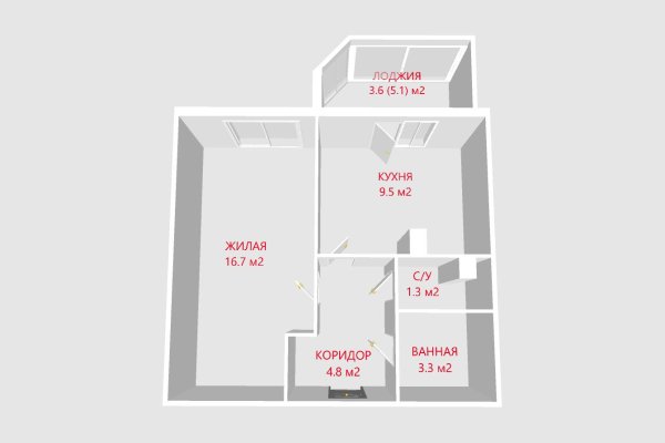 1-комнатная квартира по адресу Чичурина ул., д. 20 - фото 16