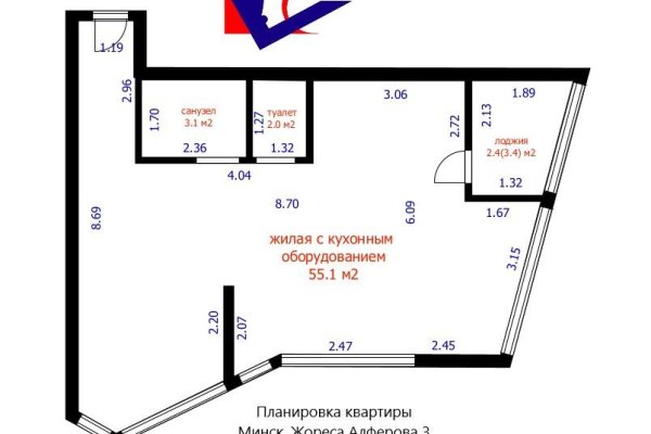 3-комнатная квартира по адресу Жореса Алфёрова ул., д. 3 - фото 10