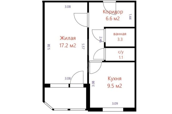 1-комнатная квартира по адресу Одинцова ул., д. 3 к. 2 - фото 17