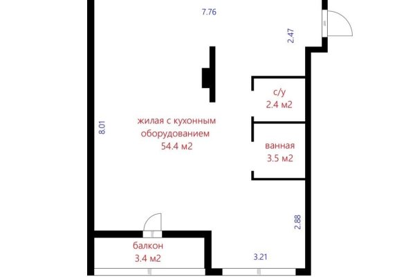 1-комнатная квартира по адресу Игоря Лученка ул., д. 28 - фото 17