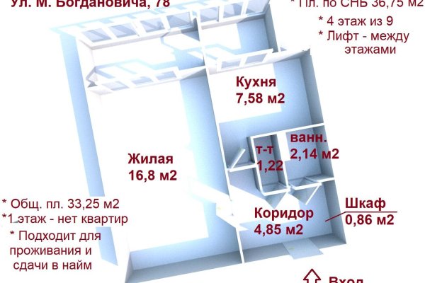 1-комнатная квартира по адресу Богдановича ул., д. 78 - фото 17