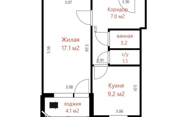 1-комнатная квартира по адресу Кунцевщина ул., д. 33 - фото 2