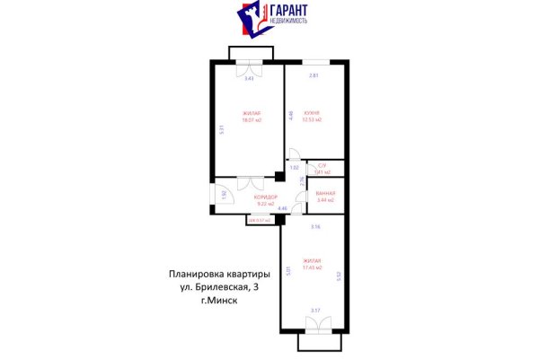 2-комнатная квартира по адресу Брилевская ул., д. 3 - фото 17