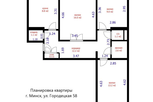 3-комнатная квартира по адресу Городецкая ул., д. 58 - фото 15