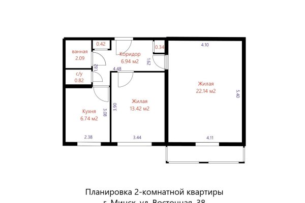2-комнатная квартира по адресу Восточная ул., д. 38 - фото 19