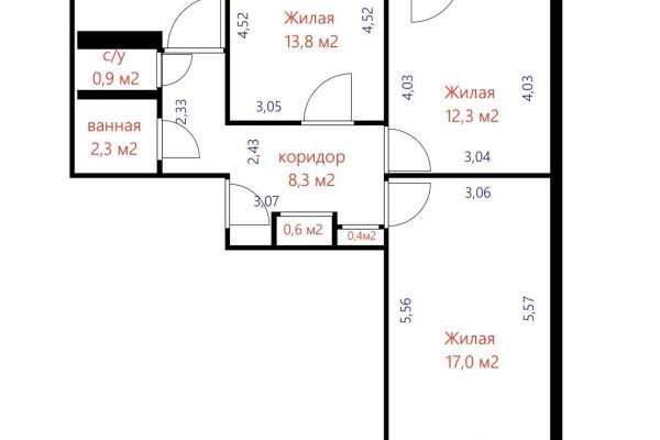 3-комнатная квартира по адресу Лейтенанта Кижеватова ул., д. 64 - фото 2