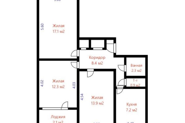 3-комнатная квартира по адресу Никифорова ул., д. 17 - фото 18