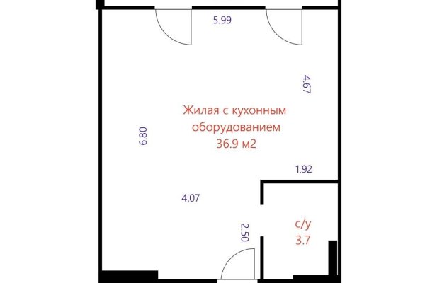 1-комнатная квартира по адресу Жореса Алфёрова ул., д. 5 - фото 16