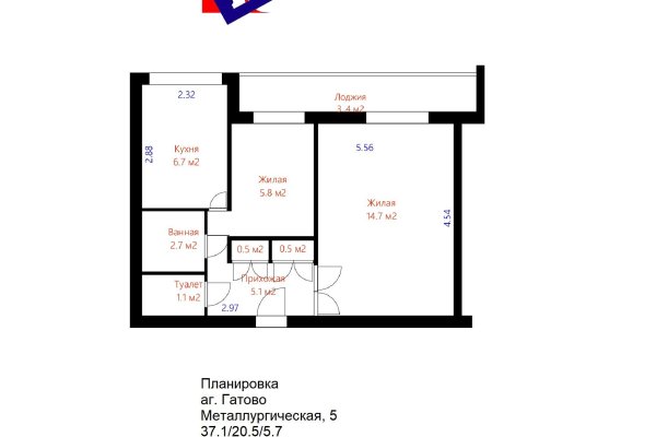 2-комнатная квартира по адресу Металлургическая ул., д. 5 - фото 13