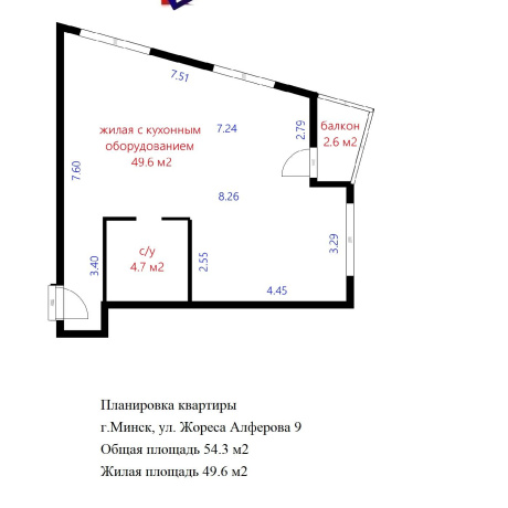Фотография 2-комнатная квартира по адресу Жореса Алфёрова ул., д. 9 - фото 19