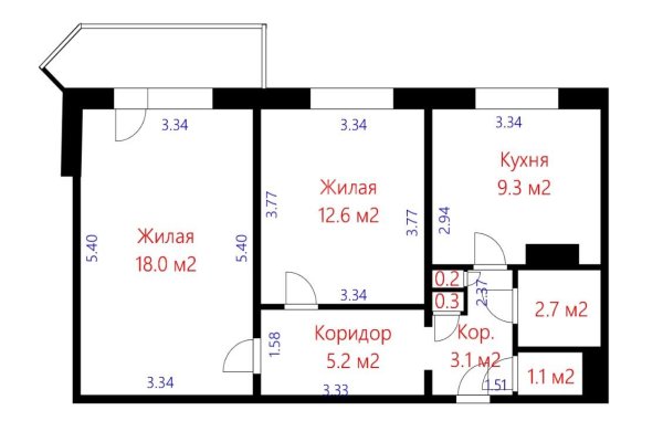 2-комнатная квартира по адресу Есенина ул., д. 113 - фото 18