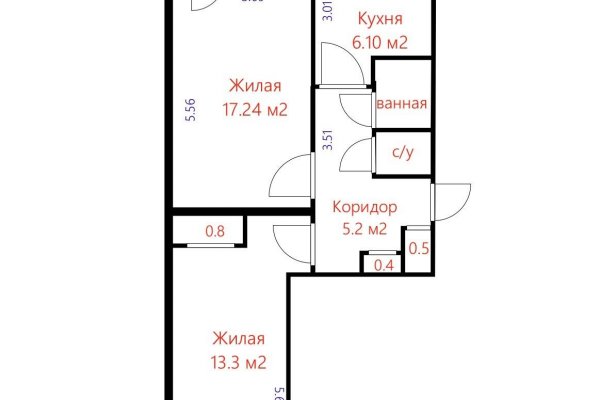 2-комнатная квартира по адресу Рокоссовского просп., д. 51 - фото 19