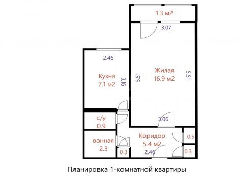 1-комнатная квартира по адресу Чкалова ул., д. 1 к. 3 - фото 20
