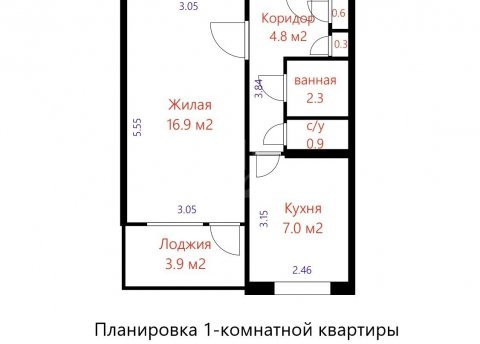 1-комнатная квартира по адресу Алтайская ул., д. 64 к. 1 - фото 2