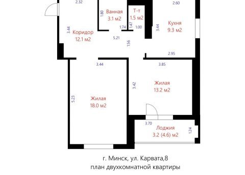 2-комнатная квартира по адресу Карвата ул., д. 8 - фото 4