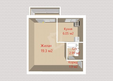 1-комнатная квартира по адресу Городской Вал ул., д. 9 - фото 17