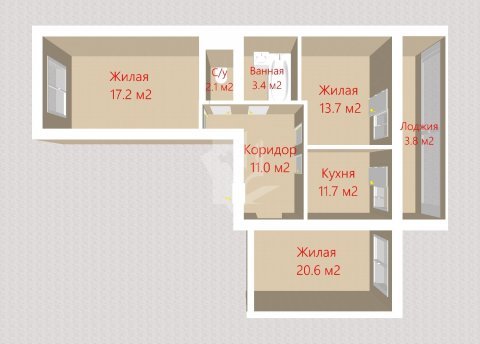 3-комнатная квартира по адресу Короткевича ул., д. 8 к. А - фото 20