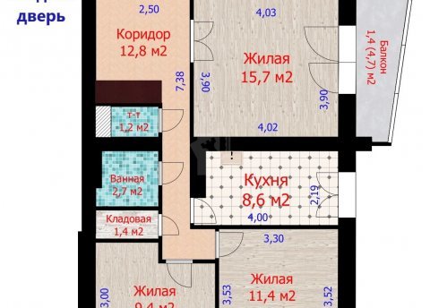 3-комнатная квартира по адресу Левкова ул., д. 3 к. 1 - фото 16
