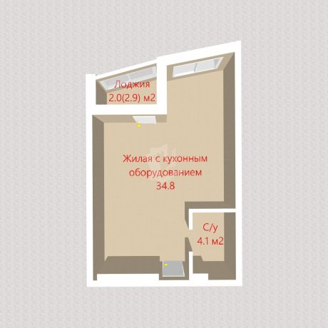 Фотография 1-комнатная квартира по адресу Жореса Алфёрова ул., д. 12 - 17