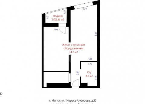 2-комнатная квартира по адресу Жореса Алфёрова ул., д. 10 - фото 14