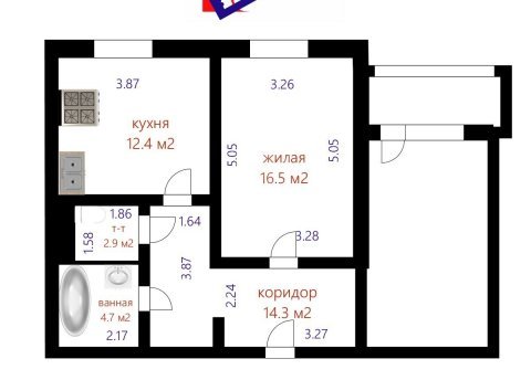 2-комнатная квартира по адресу Илимская ул., д. 10 к. 3 - фото 20