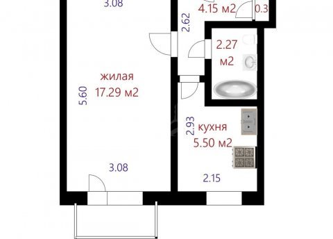 1-комнатная квартира по адресу Чигладзе ул., д. 6 к. 2 - фото 14