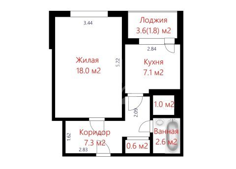 1-комнатная квартира по адресу Якубова ул., д. 32 - фото 2