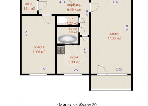 2-комнатная квартира по адресу Жудро ул., д. 20 - фото 7