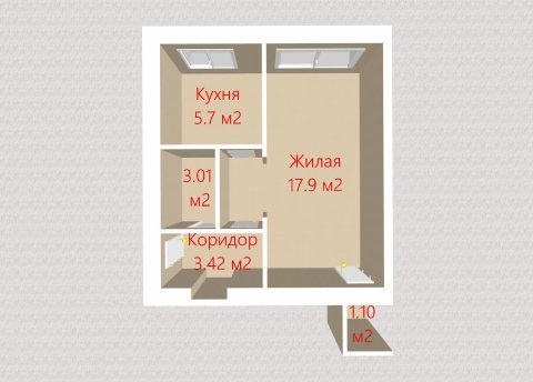 1-комнатная квартира по адресу Мясникова ул., д. 17 - фото 8