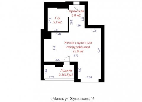 1-комнатная квартира по адресу Жуковского ул., д. 16 - фото 11