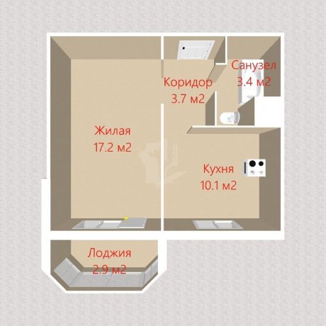 Фотография 1-комнатная квартира по адресу Александрова ул., д. 1 - 4