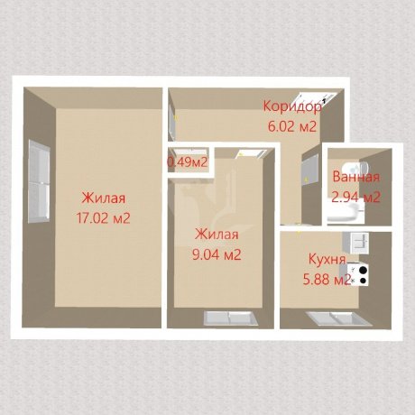 Фотография 2-комнатная квартира по адресу Волоха ул., д. 39 - 17