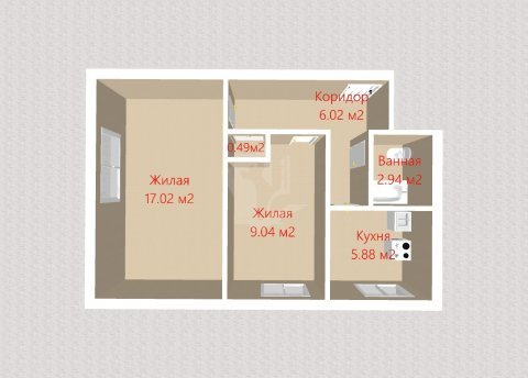 2-комнатная квартира по адресу Волоха ул., д. 39 - фото 17