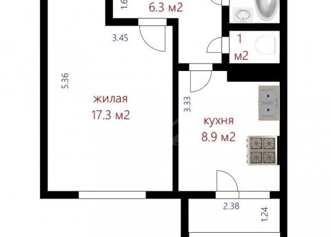 1-комнатная квартира по адресу Есенина ул., д. 123 - фото 2