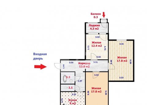 3-комнатная квартира по адресу Алибегова ул., д. 34 - фото 20
