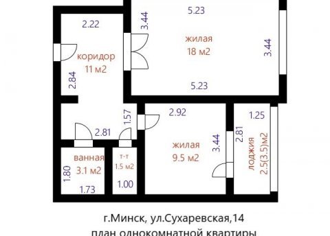 1-комнатная квартира по адресу Сухаревская ул., д. 14 - фото 15